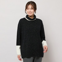 【手洗いOK】配色使い・タートルネックニットトップ