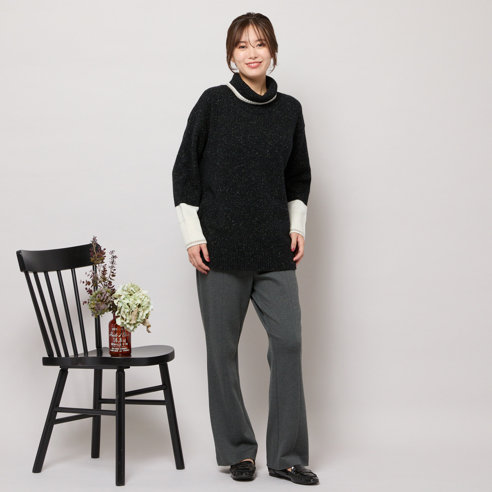 【手洗いOK】配色使い・タートルネックニットトップ13