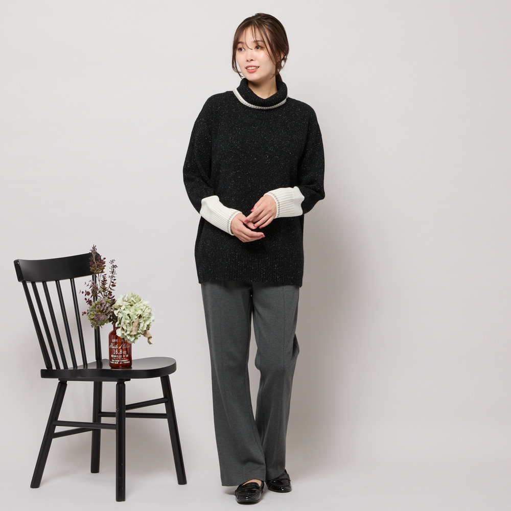 【手洗いOK】配色使い・タートルネックニットトップ14