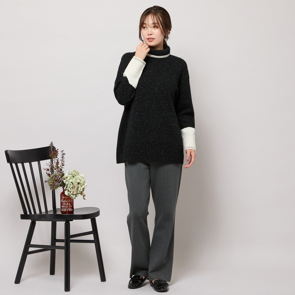 【手洗いOK】配色使い・タートルネックニットトップ15