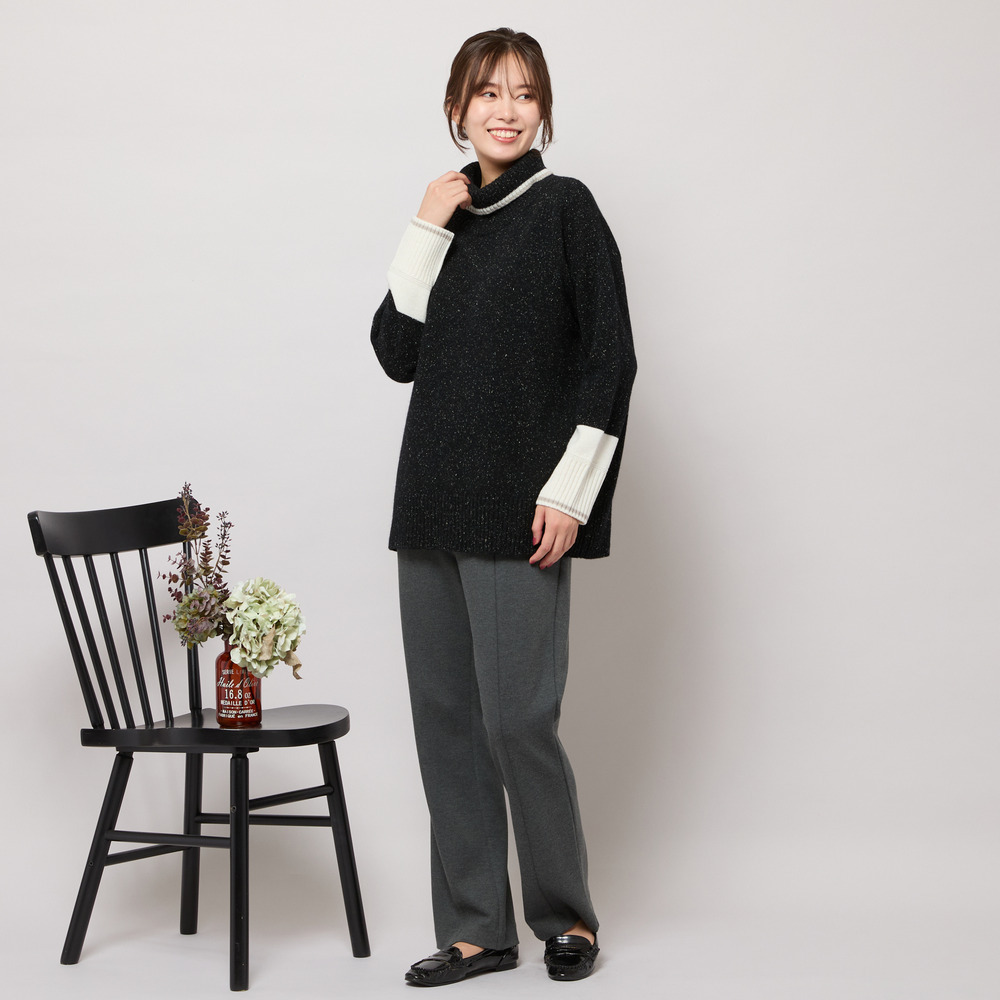 【手洗いOK】配色使い・タートルネックニットトップ16