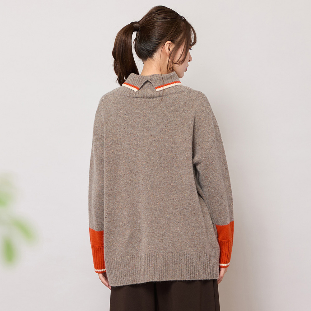 【手洗いOK】配色使い・タートルネックニットトップ3