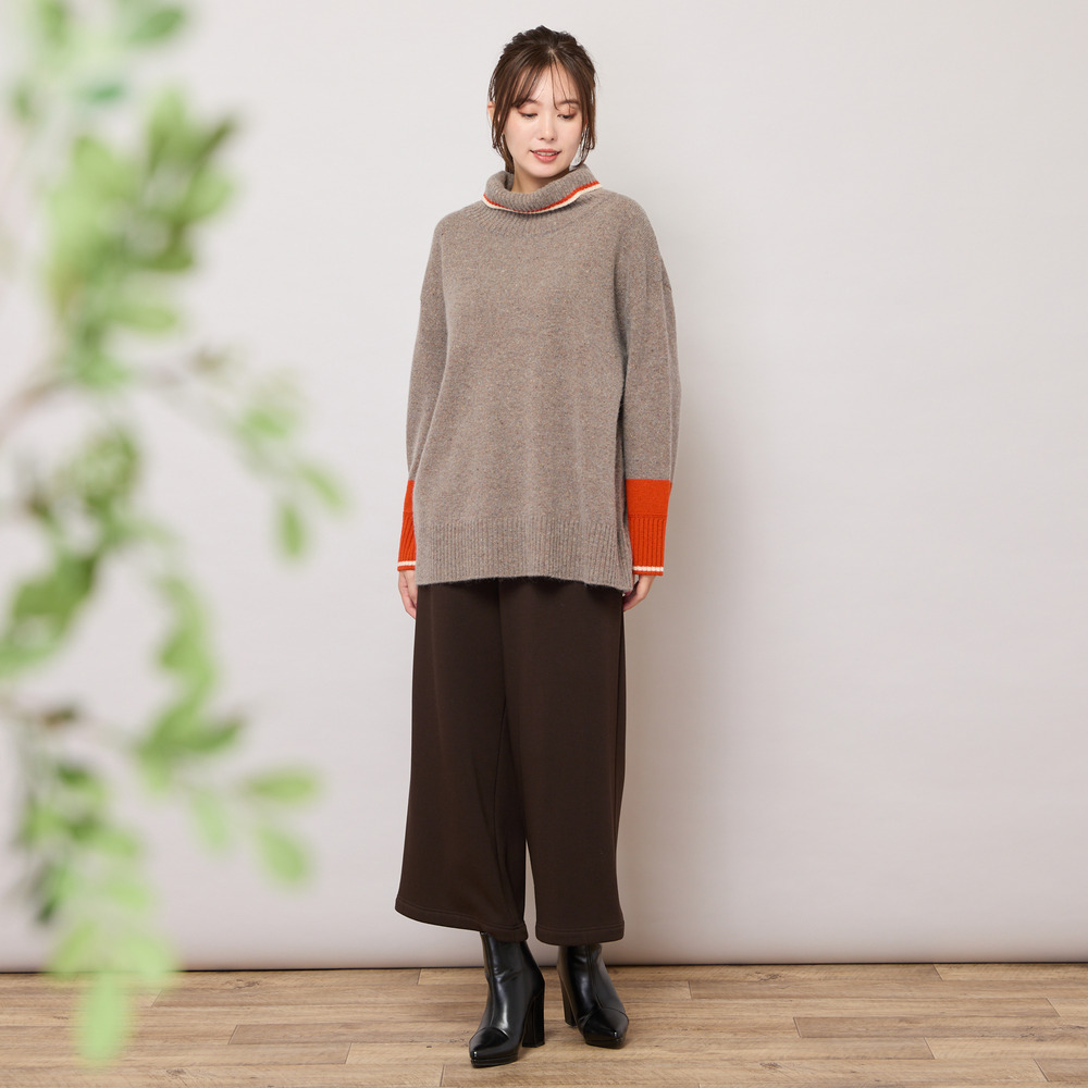【手洗いOK】配色使い・タートルネックニットトップ4