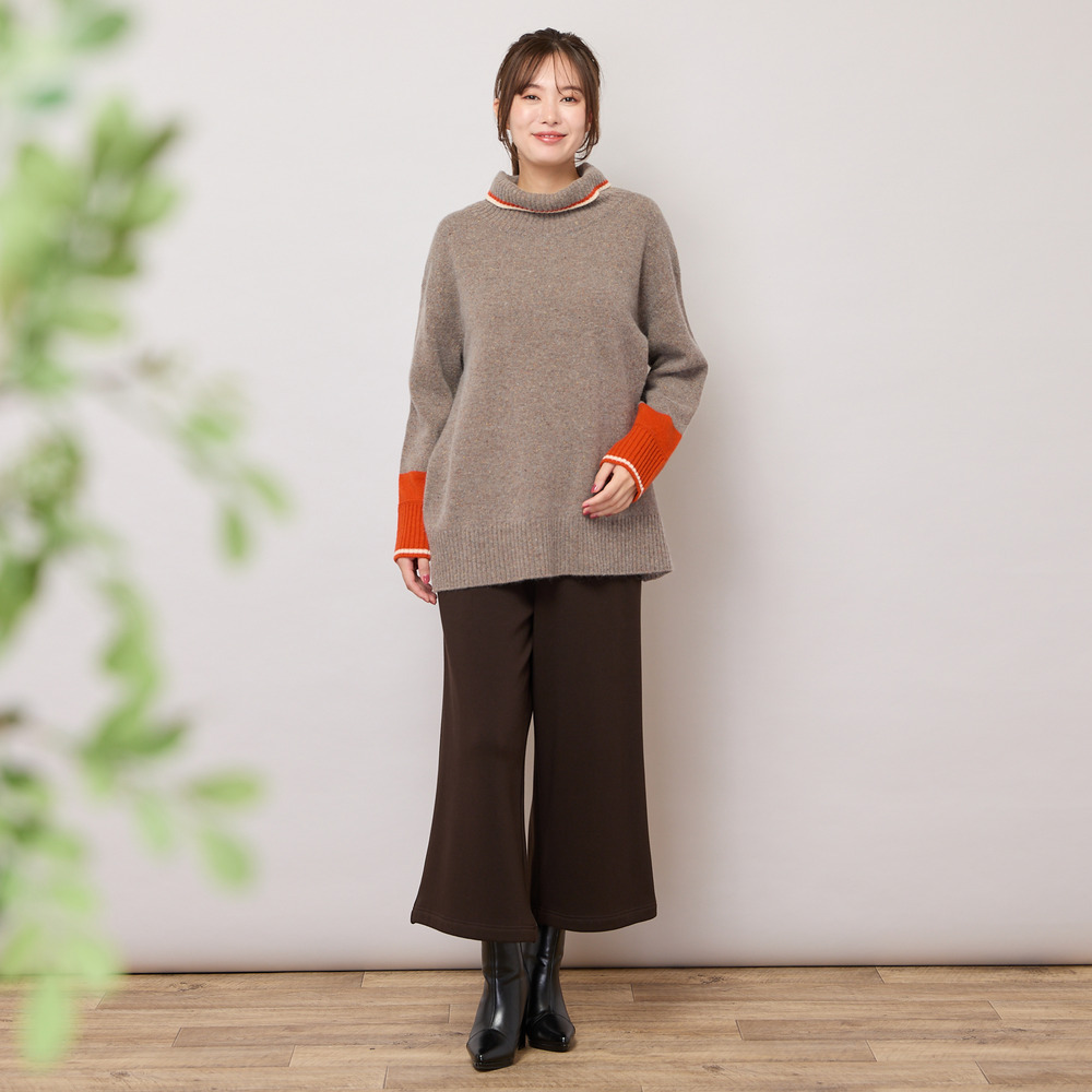 【手洗いOK】配色使い・タートルネックニットトップ5