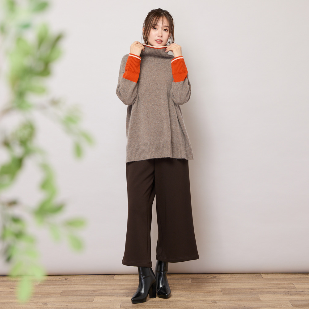 【手洗いOK】配色使い・タートルネックニットトップ6