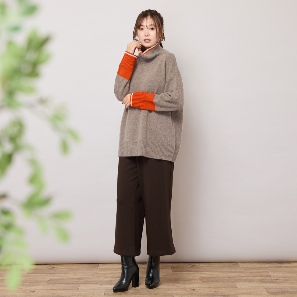 【手洗いOK】配色使い・タートルネックニットトップ7