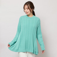 【手洗いOK】ハイネック・フレアーシルエットニット