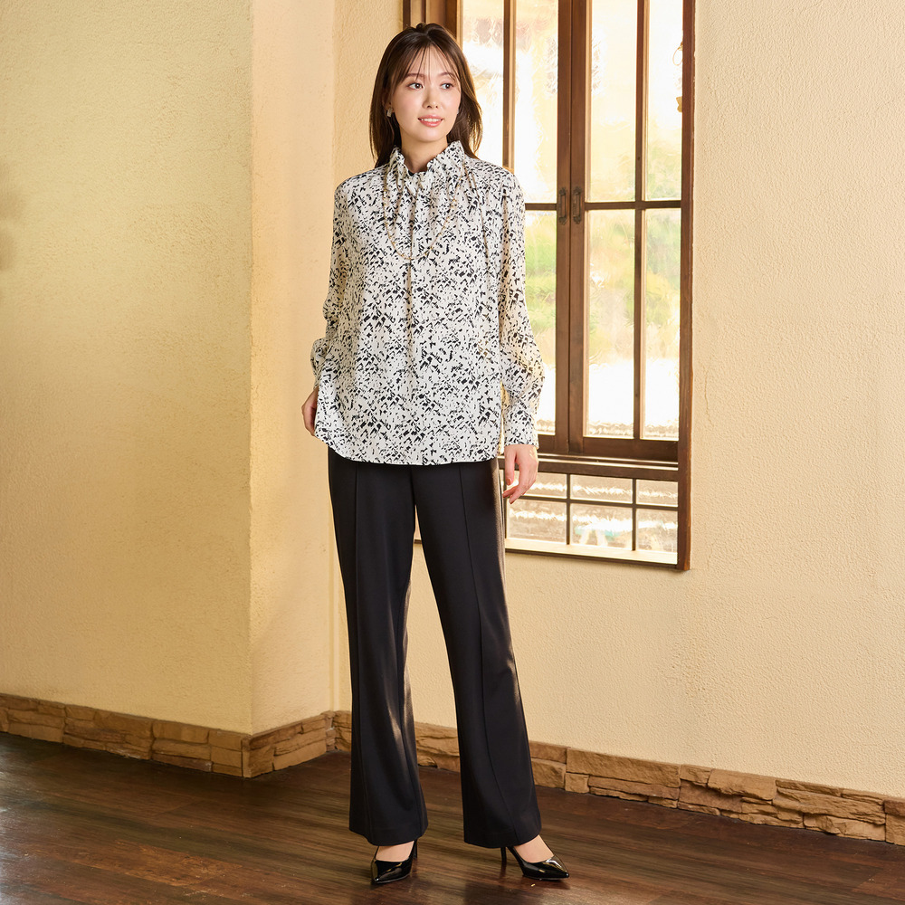 【手洗いOK・吸水・速乾・接触冷感】ギャザー・ハイネックブラウス3