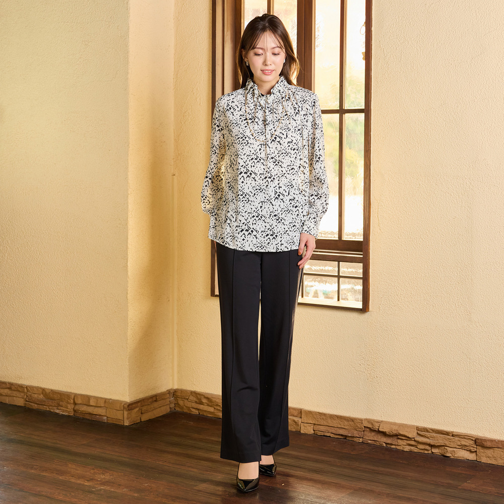 【手洗いOK・吸水・速乾・接触冷感】ギャザー・ハイネックブラウス5