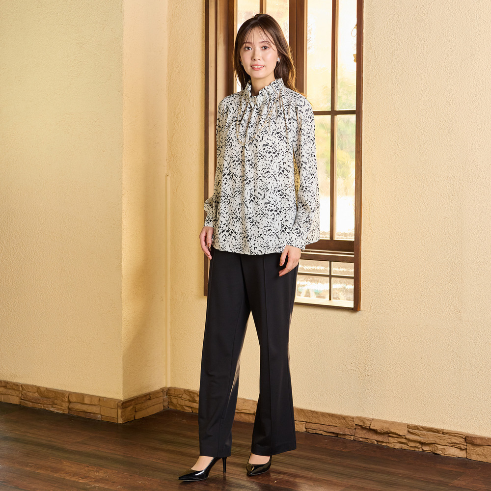 【手洗いOK・吸水・速乾・接触冷感】ギャザー・ハイネックブラウス6