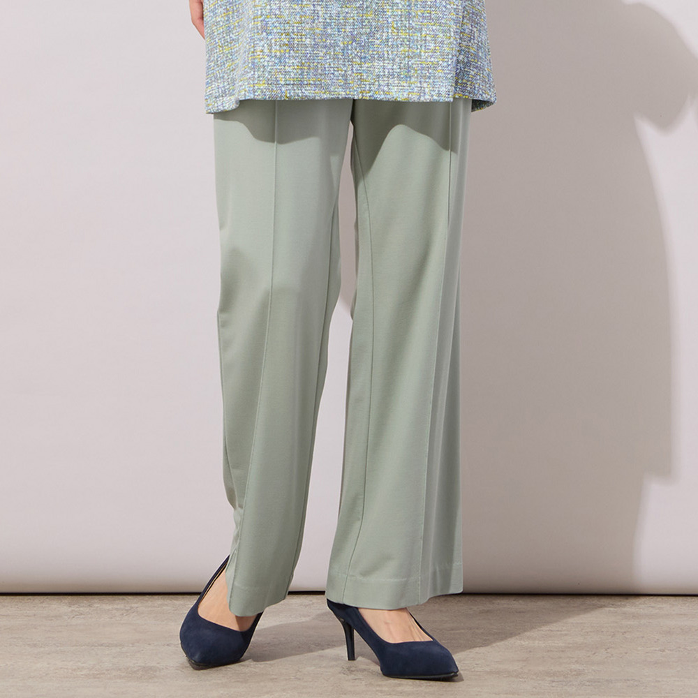 【手洗いOK・接触冷感・紫外線防止】マシュマロポンチ・フロントピンタックパンツ