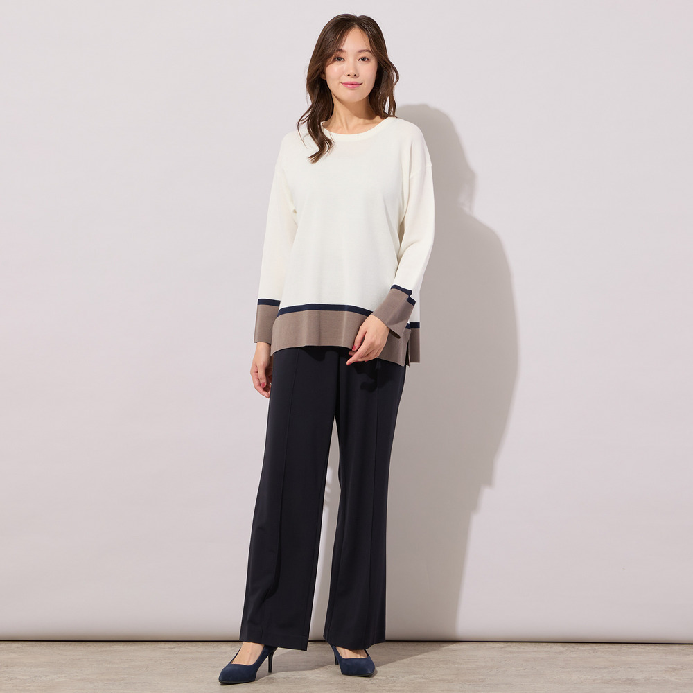 【手洗いOK・接触冷感・紫外線防止】マシュマロポンチ・フロントピンタックパンツ9