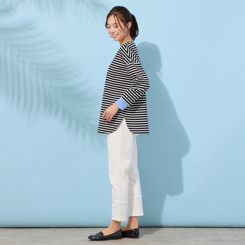 【手洗いOK・INDIMARKコラボ】デニムストレート・裾切り替えパンツ11