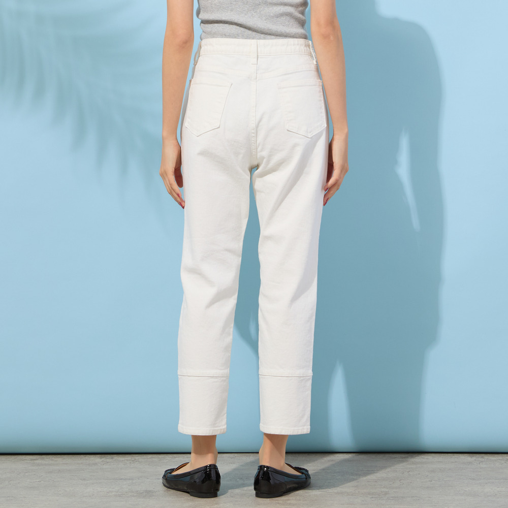 【手洗いOK・INDIMARKコラボ】デニムストレート・裾切り替えパンツ2