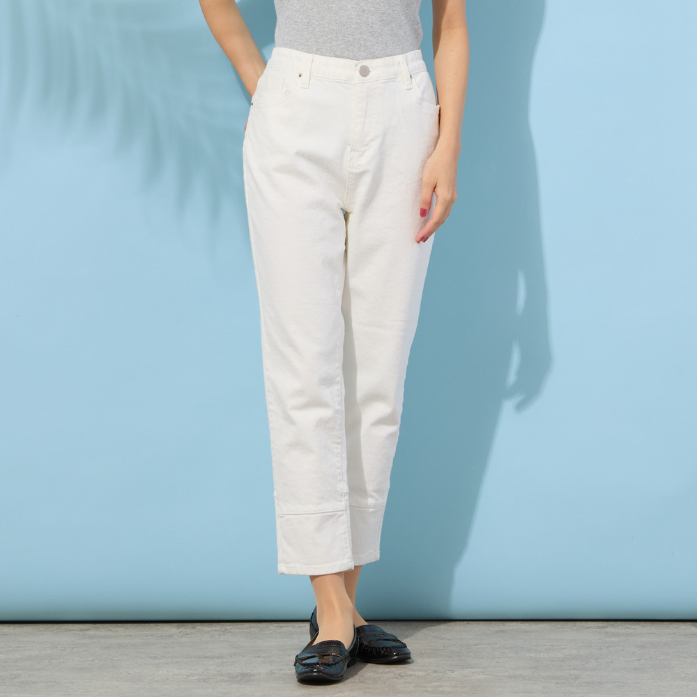 【手洗いOK・INDIMARKコラボ】デニムストレート・裾切り替えパンツ3