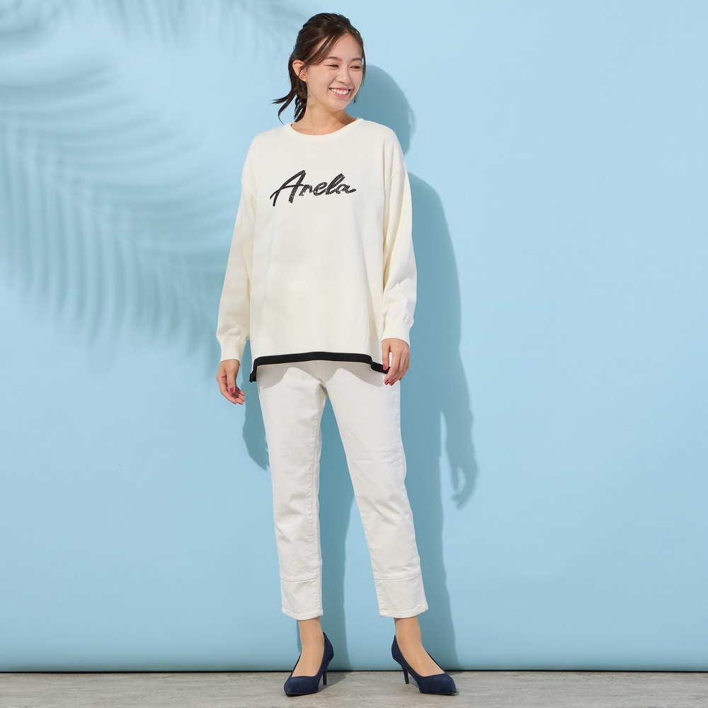 【手洗いOK・INDIMARKコラボ】デニムストレート・裾切り替えパンツ4