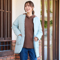 ノーカラー・キルティングダウンコート