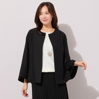 【ハレの日・セットアップ対応】ベルスリーブ・ノーカラーショートジャケット