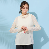 【手洗いOK】チュールフロッキー・ボトルネックカットソー