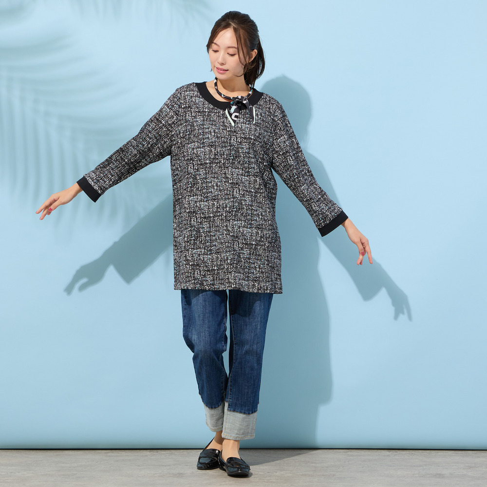 【手洗いOK】DJニット・フレアーシルエットチュニックカットソー(追加分)4