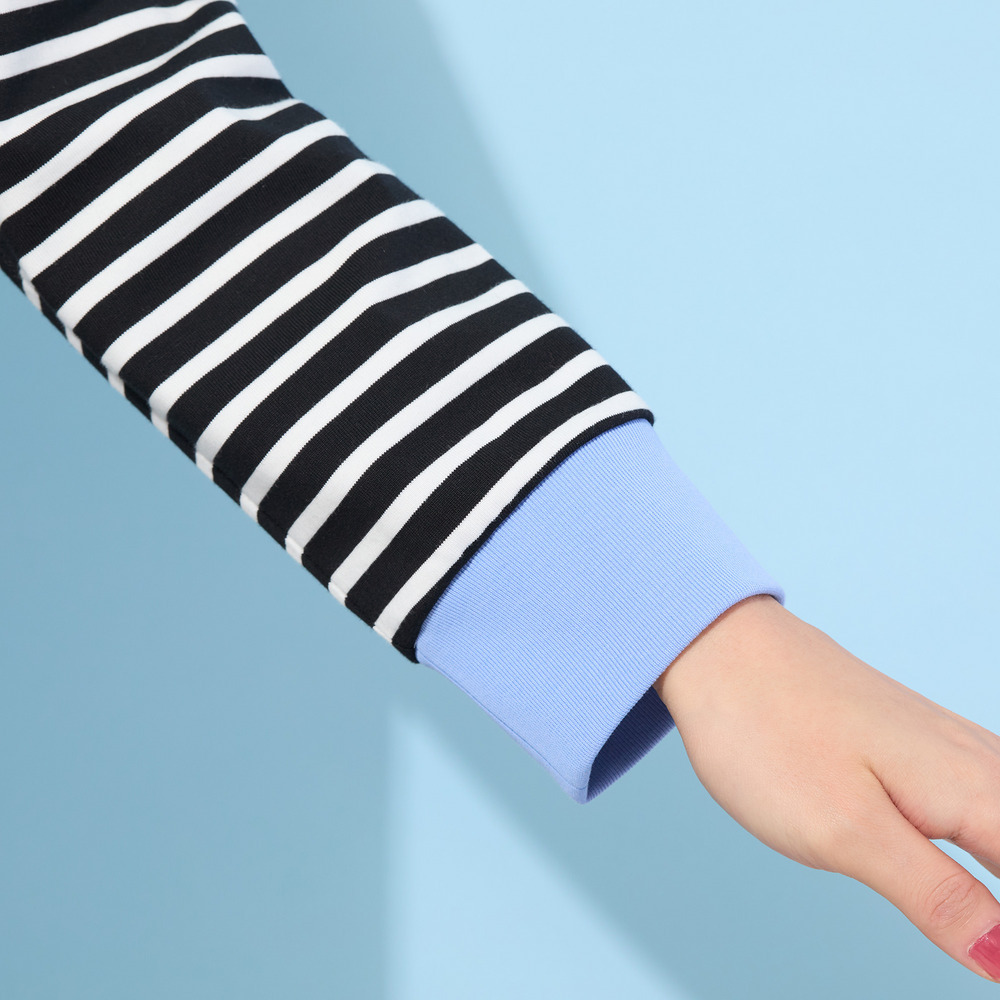 【手洗いOK・綿100%・接触冷感・紫外線防止】ラウンドヘムボーダートップ16