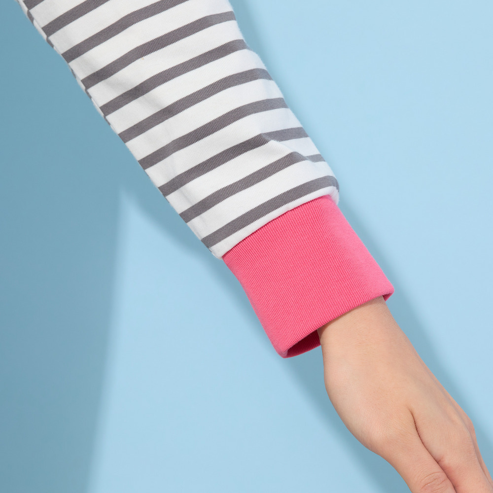 【手洗いOK・綿100%・接触冷感・紫外線防止】ラウンドヘムボーダートップ9