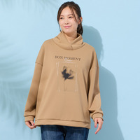 【手洗いOK】フラワープリントハイネックトップ