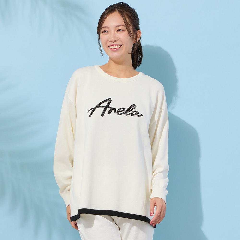 【手洗いOK】『Anela』スパンコール刺繍ニット