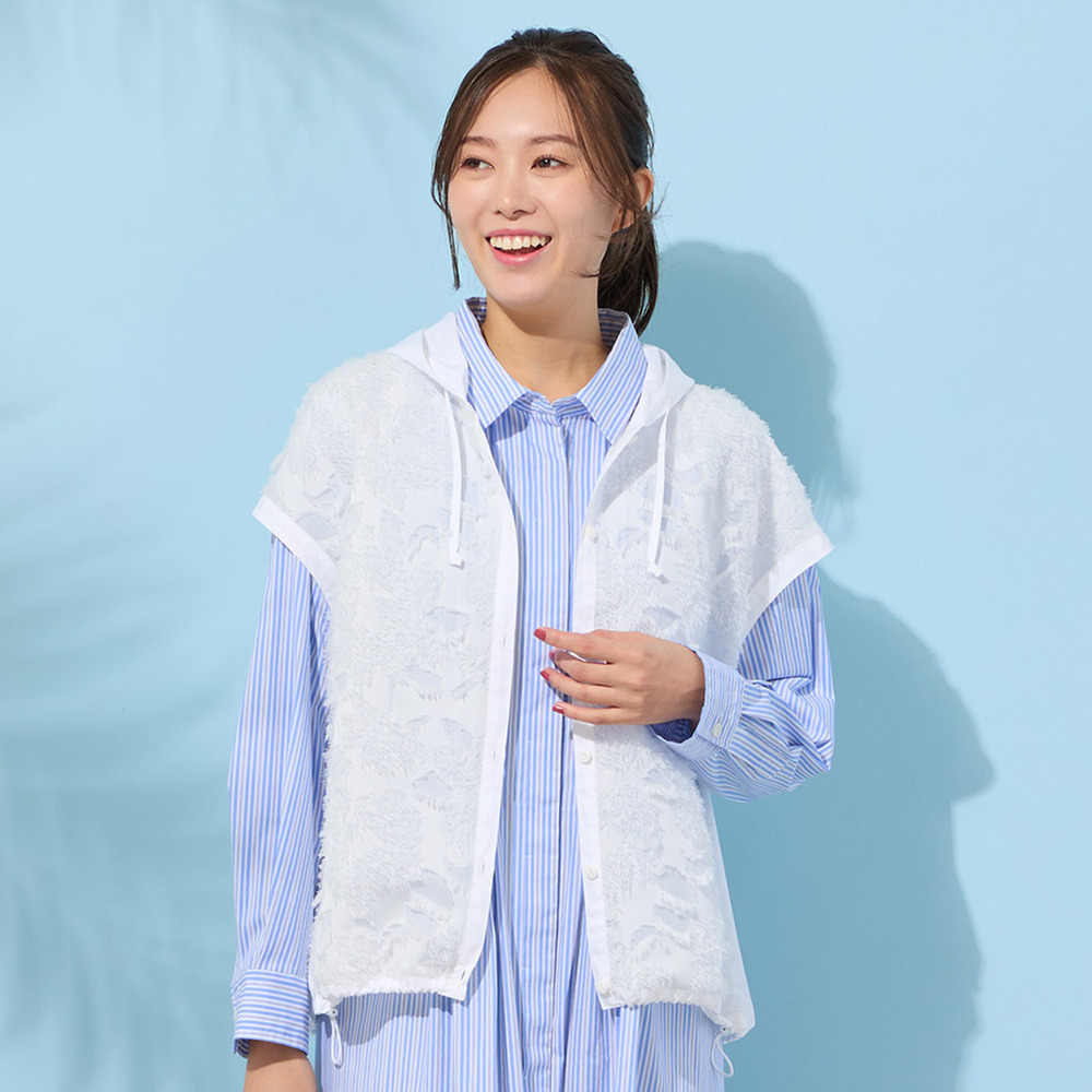 【手洗いOK・撥水・透湿】ジャカード/タフタ・フーディージレ