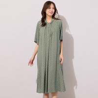 【手洗いOK】幾何柄フロントタックドレス