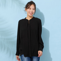 【手洗いOK・セットアップ対応】フロントタック・スタンドカラーブラウス