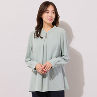 【手洗いOK・セットアップ対応】フロントタック・スタンドカラーブラウス