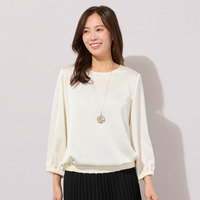 【手洗いOK】ドビーサテン・ギャザーブラウス