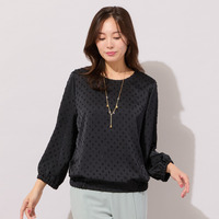 【手洗いOK】ドビーサテン・ギャザーブラウス