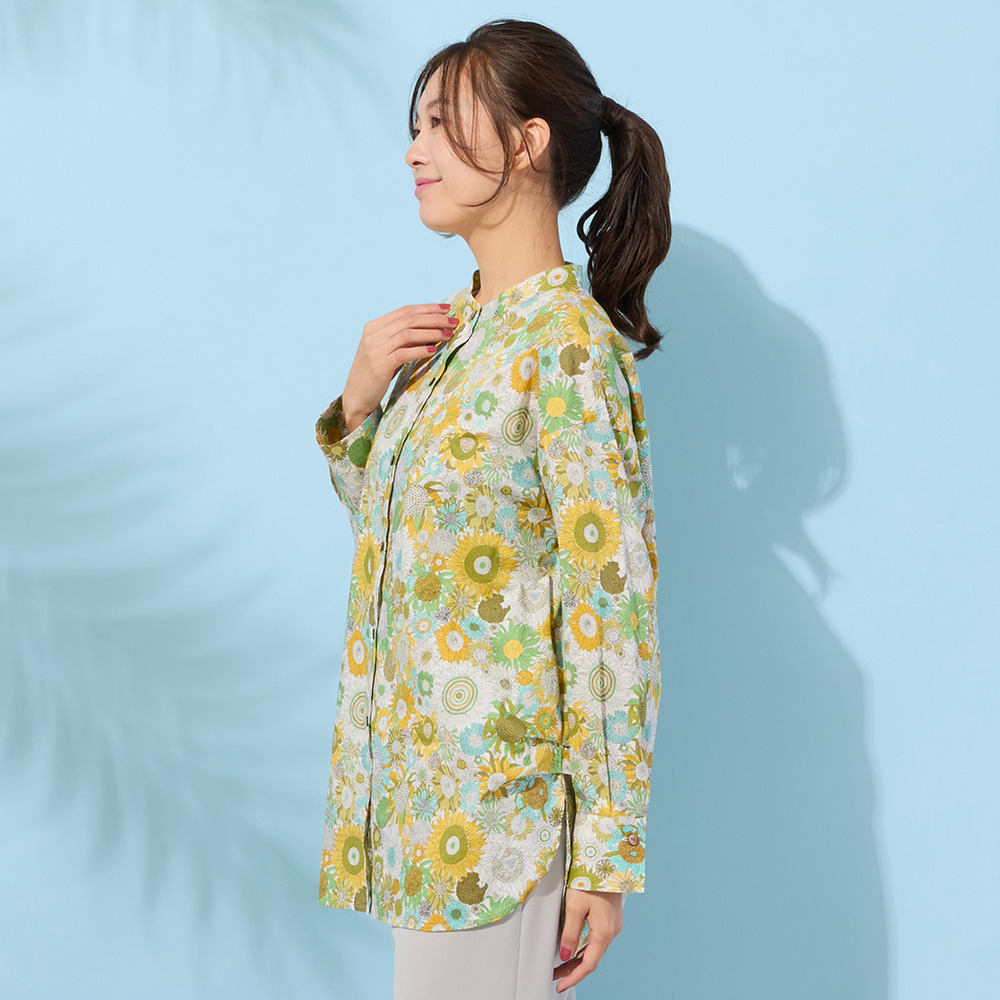 【手洗いOK・綿100%・リバティコラボ・2Way】サイドタックブラウス1