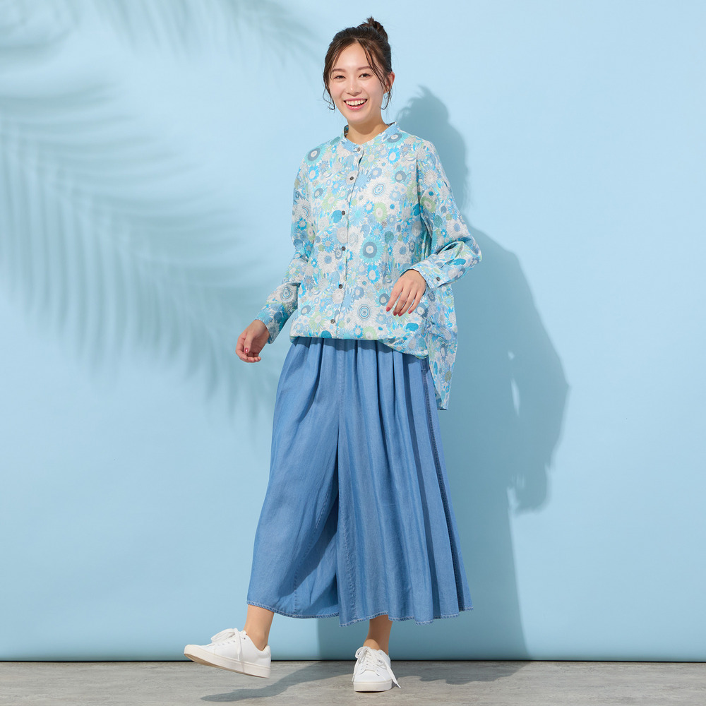 【手洗いOK・綿100%・リバティコラボ・2Way】サイドタックブラウス11