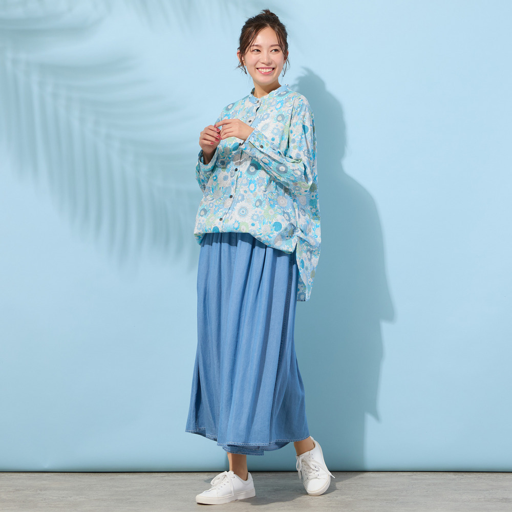 【手洗いOK・綿100%・リバティコラボ・2Way】サイドタックブラウス12