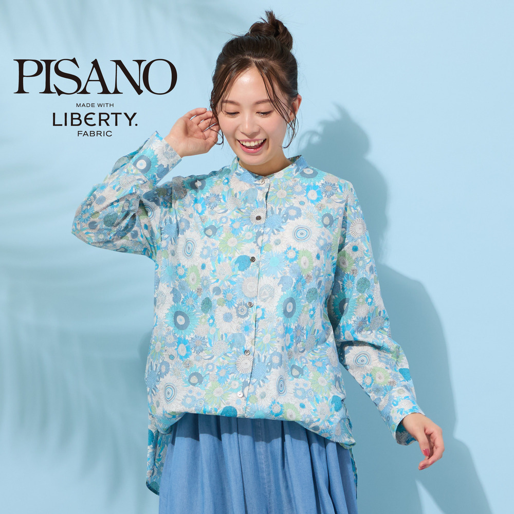 【手洗いOK・綿100%・リバティコラボ・2Way】サイドタックブラウス1