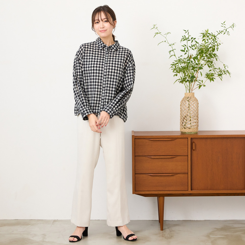 【手洗いOK】シズルチェック・バルーンヘムブラウス10