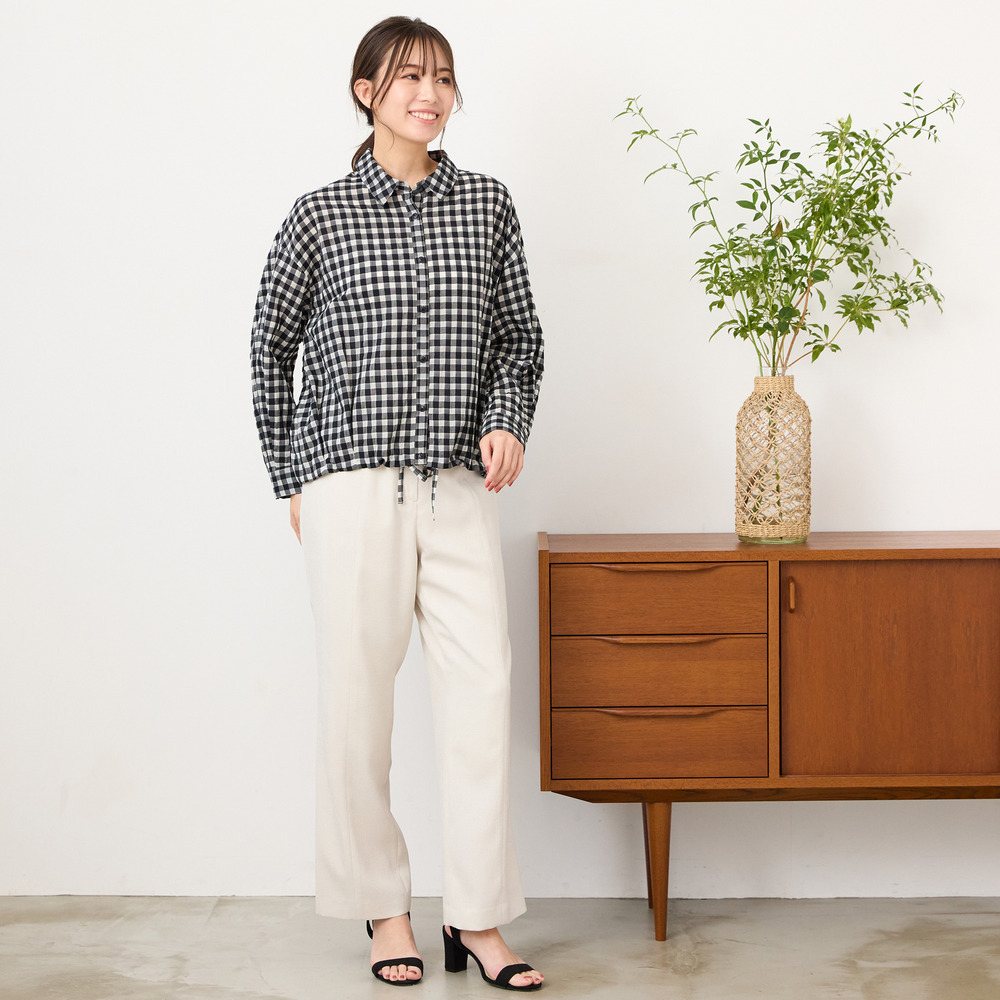 【手洗いOK】シズルチェック・バルーンヘムブラウス11