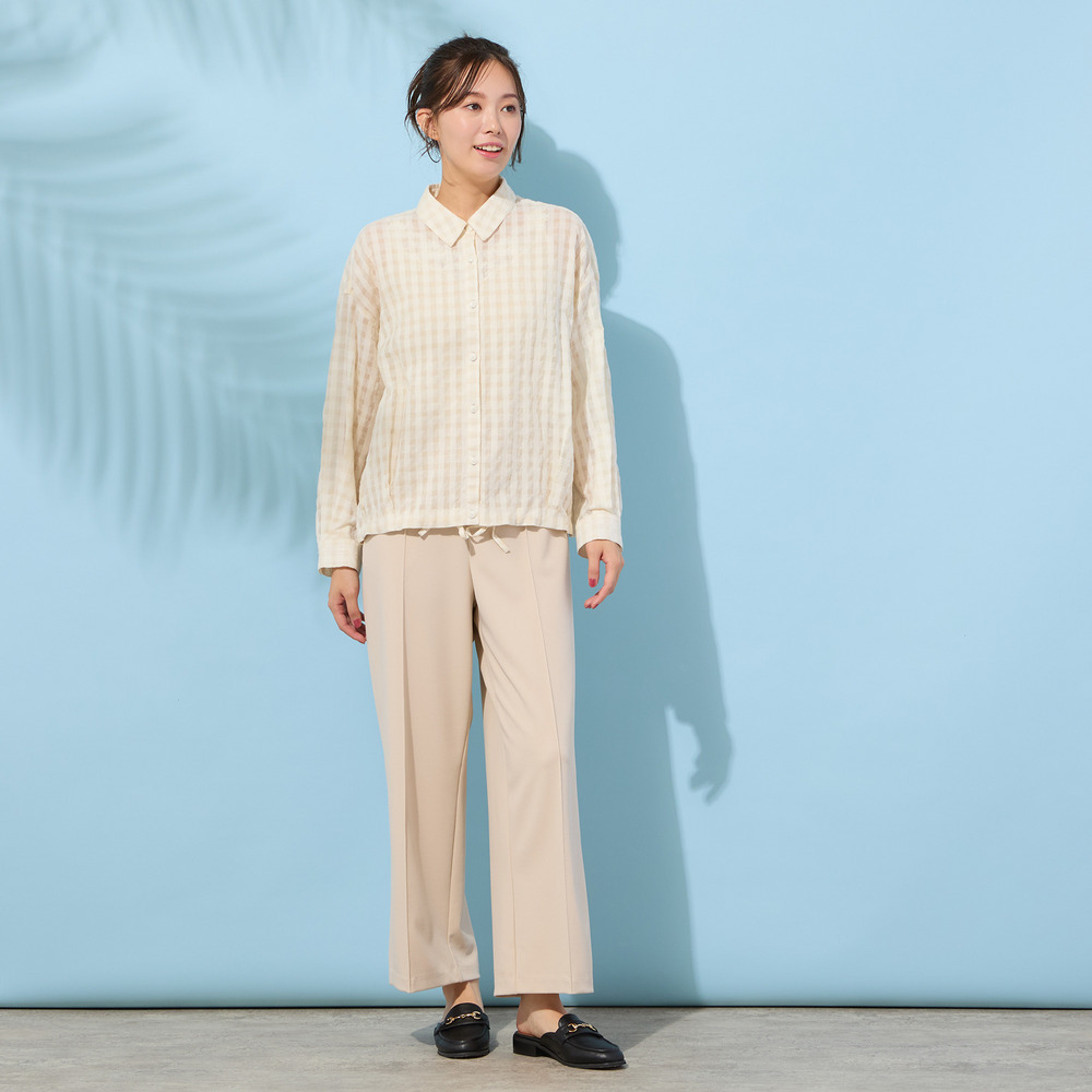 【手洗いOK】シズルチェック・バルーンヘムブラウス3