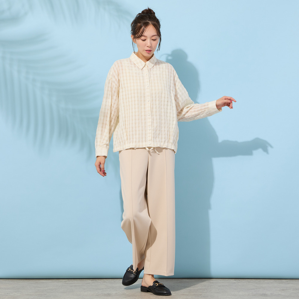 【手洗いOK】シズルチェック・バルーンヘムブラウス4