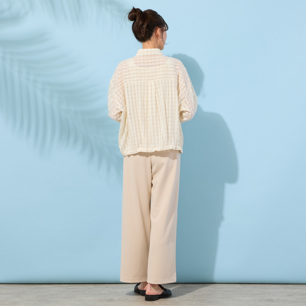 【手洗いOK】シズルチェック・バルーンヘムブラウス6