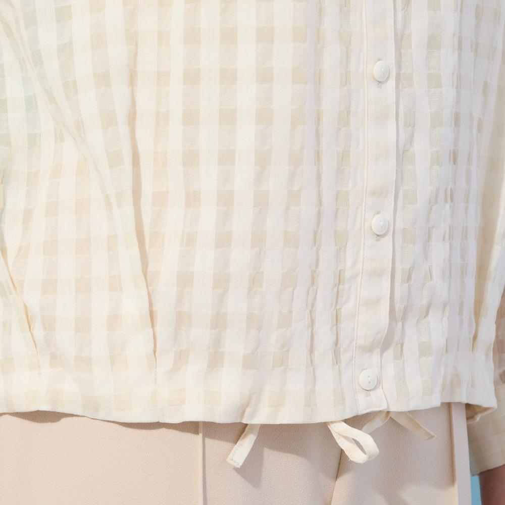 【手洗いOK】シズルチェック・バルーンヘムブラウス7