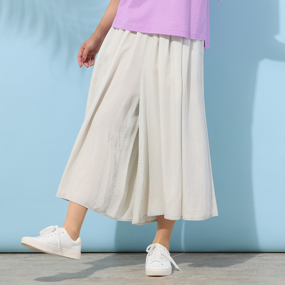 【手洗いOK・セットアップ対応】製品洗い・テンセルデニムキュロットパンツ