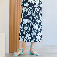 【手洗いOK・セットアップ対応】フラワープリントキュロットパンツ