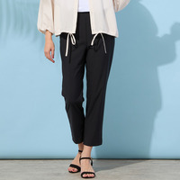 【手洗いOK・接触冷感・吸水速乾・UVカット】クロップト丈ストレートスリムパンツ