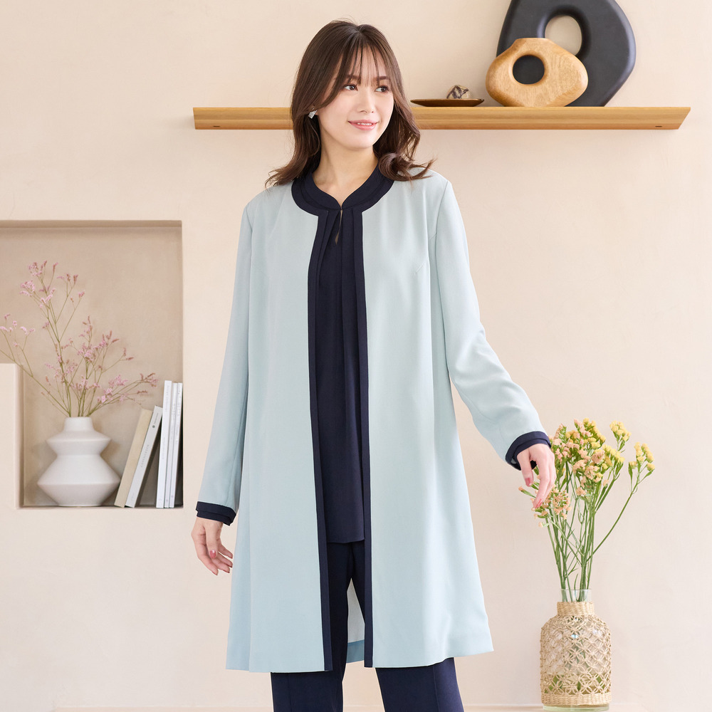 【セットアップ対応】パイピング切り替えガウンジャケット
