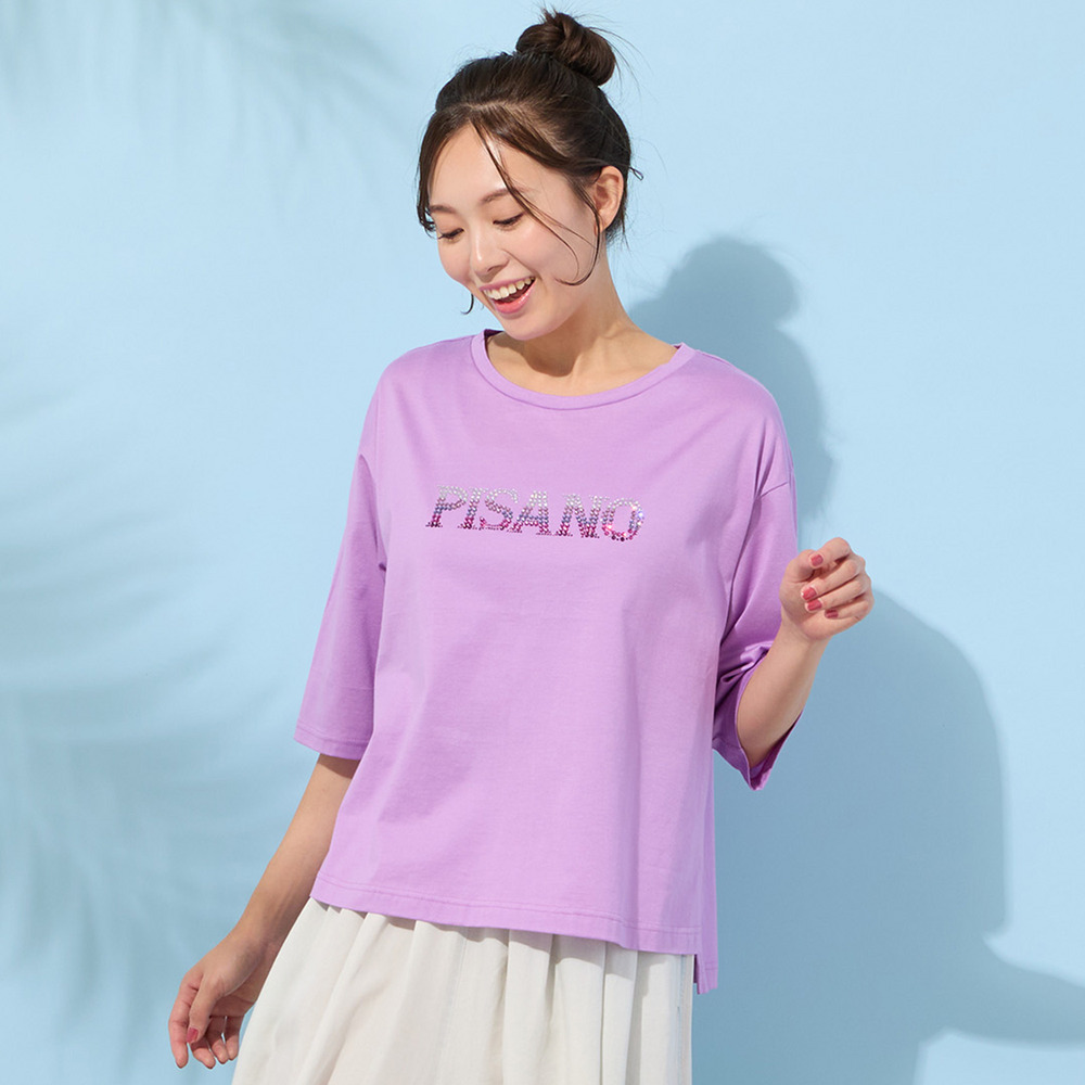 【手洗いOK・綿100％】PISANOジルコンロゴカットソー