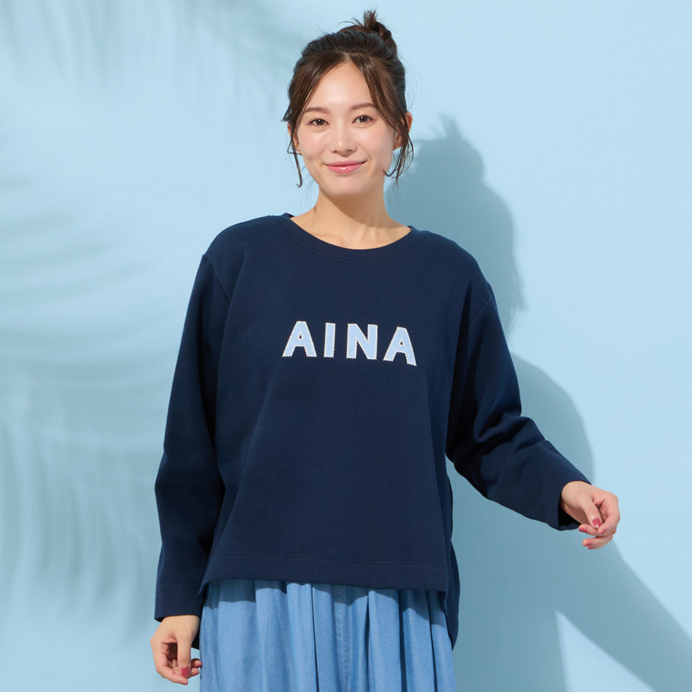 【手洗いOK】『AINA』デニムアップリケカットソー
